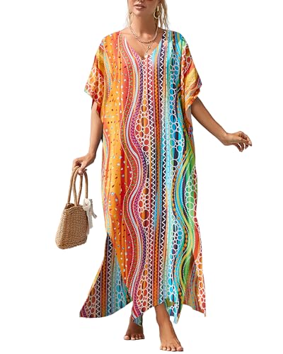 Bsubseach Kaftan Dresses For Women Petite Plus Size Caftan Swim Cover Up For Women Maxi Beach Dress