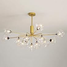 Chandeliers with 5 Deflated Glass Bubble Lampshade Creativity Pendant Light Globe Ceiling Light Living Room Bedroom-den 5-Light-Black-9
