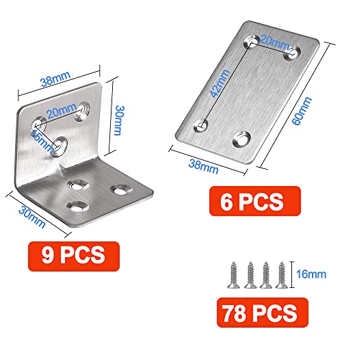 Set di 15 Staffe Angolari a forma di L (9 Pezzi)