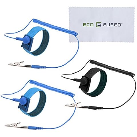 Anti Static Wrist Straps - 3 Pack - Reusable Anti-Static Wrist Straps Equipped with Grounding Wire and Alligator Clip - Enables You to Ground Yourself While Working on Sensitive Electronics Cover