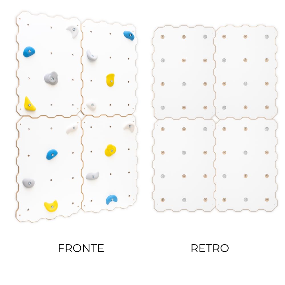 MAMOI® Parete da Arrampicata per Bambini da Interno – Pannelli in Legno con Prese, Struttura per Arrampicata per Cameretta, Kit di Montaggio Incluso