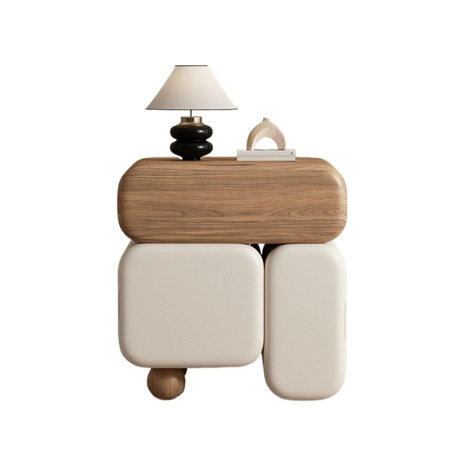HLHLOP777 Nightstand Two-tone Nightstand Unit with Hidden Handles Perfect for the Bedroom Bedroom Furniture(Large)