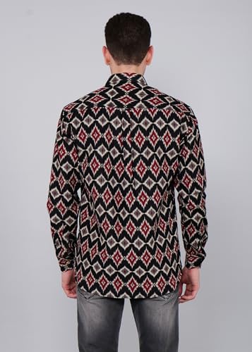 Image of Men's Corduroy Prints Full Sleeves Collared Neck Printed Casual Shirt