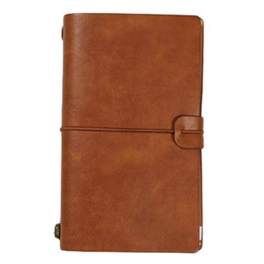 Funda de piel sintética Diario de viajero Diario Cuaderno de hojas sueltas Portalápices Libro de registro Papelería Estudiantes Cuadernos Agenda,S Brown,2pcs