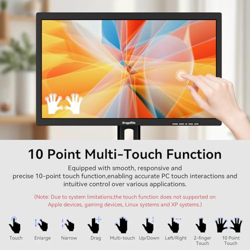 Image of 24 Inch Touchscreen Monitor VA Panel FHD 1920x1080P, 3000:1 Contrast, 99% sRGB, Height /Pivot /Swivel /Tilt Adjustable PC Touch Screen Computer Display 75Hz, HDMI, VGA, Type-B, Built-in Speakers, VESA