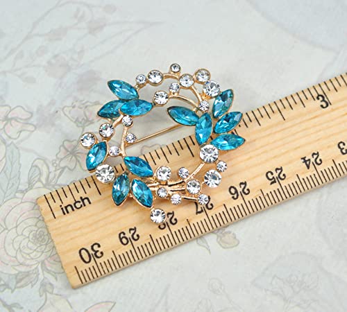 Image of Gyn&Joy Clear Crystal Rhinestone Floral Wreath Pin Brooch BZ005
