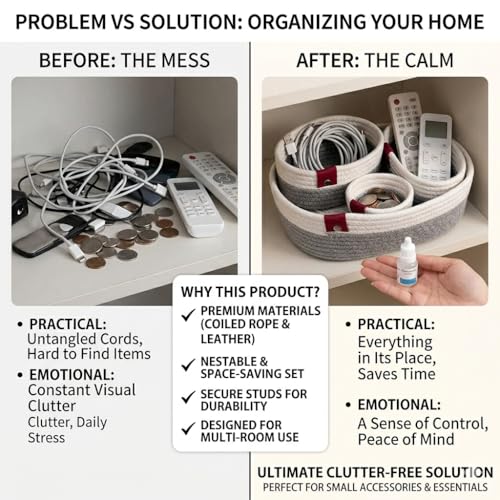 Image of AuraNest Set of 3-L-9x5.5 inch, M-8.5x5 inch, S-8x4.5 inch, Oval, Grey] Handwoven Jute Cotton Basket | Eco-Friendly Shelf Baskets for Storage, Organization & Gift Hampers Pack Off 3 Pcs (Grey&White)