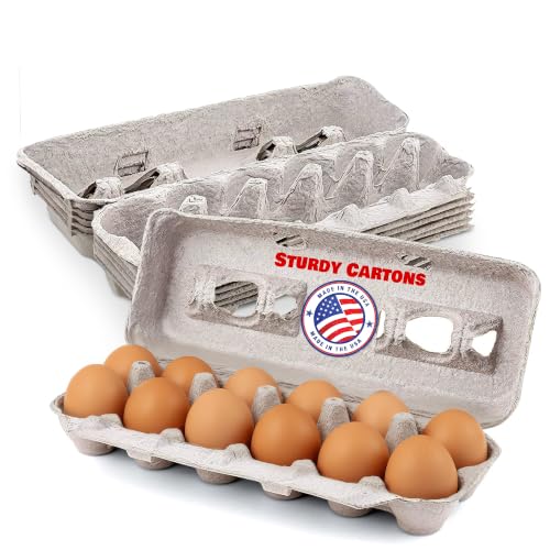 MT Products Blank Natural Pulp Egg Cartons Bulk - Made in USA - Holds Up to Twelve Eggs - Cardboard Material Perfect For Storing Extra Eggs (Pack of 5)