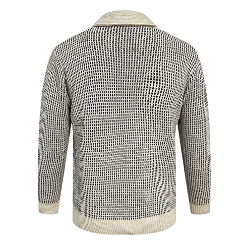 Fashion Men Cardigan Sweater Knit Shawl Collar Casual Print Cardigans Slim Fit Retro Long Sleeve Sweater with Pocket3