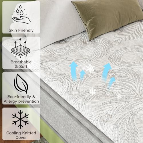 Image of 14 Inch King Mattress - Medium Plush Feel Hybrid Mattress | Cooling Mattress in a Box Euro Top with Certified Foam for Hot Sleeper, Low Motion Transfer for Any Sleep Position