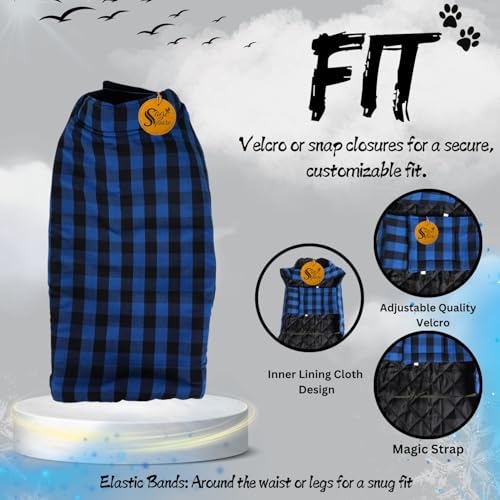 Image of Sage Square Winter Coloured Dog Coat - All-Weather Protection, Windproof, Waterproof Cozy Fleece Lining, Adjustable Straps, Durable, Stylish, Comfortable, Jacket (Blue & Black, Extra Small)