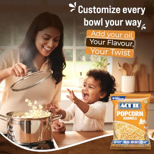 Image of Act II Popcorn Kernels 1kg | Premium Makka Corn| Big & Fluffy Popcorn | Non-GMO | Healthy Home Snack - Perfect for Movie Nights, Parties, & Munching | High Fibre | Gluten Free