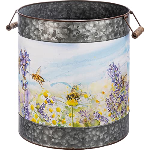 Primitives-by-Kathy-Watercolor-Lavender-Flowers-Bumblebees-Decorative-Bucket-Set Primitives by Kathy Watercolor Lavender Flowers Bumblebees Decorative Bucket Set