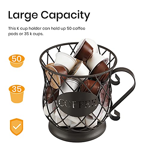 Treelen Coffee K Cup Holder, K Pod Storage Organizer, Keurig Cup Holder For Countertops, Kcup Holders For 35 K Cups – Matte Bronze #TOP2