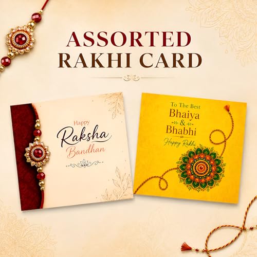 Image of TIED RIBBONS Rakhi for Brother - Set of 2 Designer Beaded Rakhi with Greeting Card and Tikka - Bracelet Rakhis for Brother Bhaiya Men Boys Kids Bhai - RakshaBandhan Rakhis