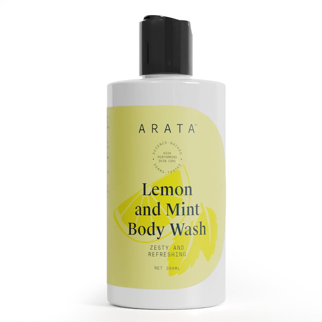 Arata Lemon and Mint Body Wash for Men & Women - 300ml | Refreshing & Zesty Fragrance | Gently Cleanses & Moisturizes | For All Skin Types