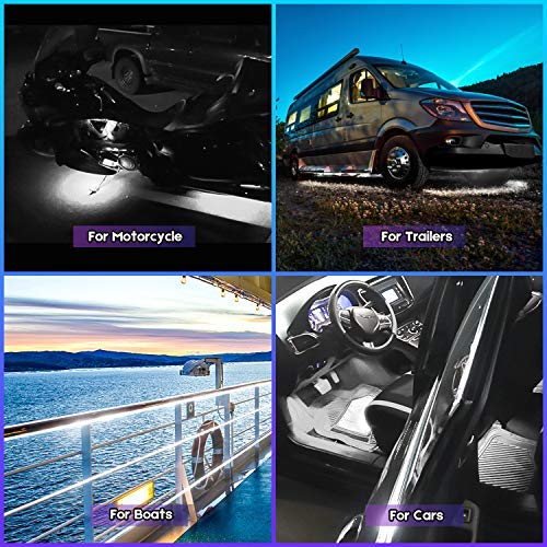 Geeon 8-Pack 8\" Daylight White Motorcycle LED Strip Light 12V Waterproof IP68 for Exterior Interior Automotive Car Truck Boats