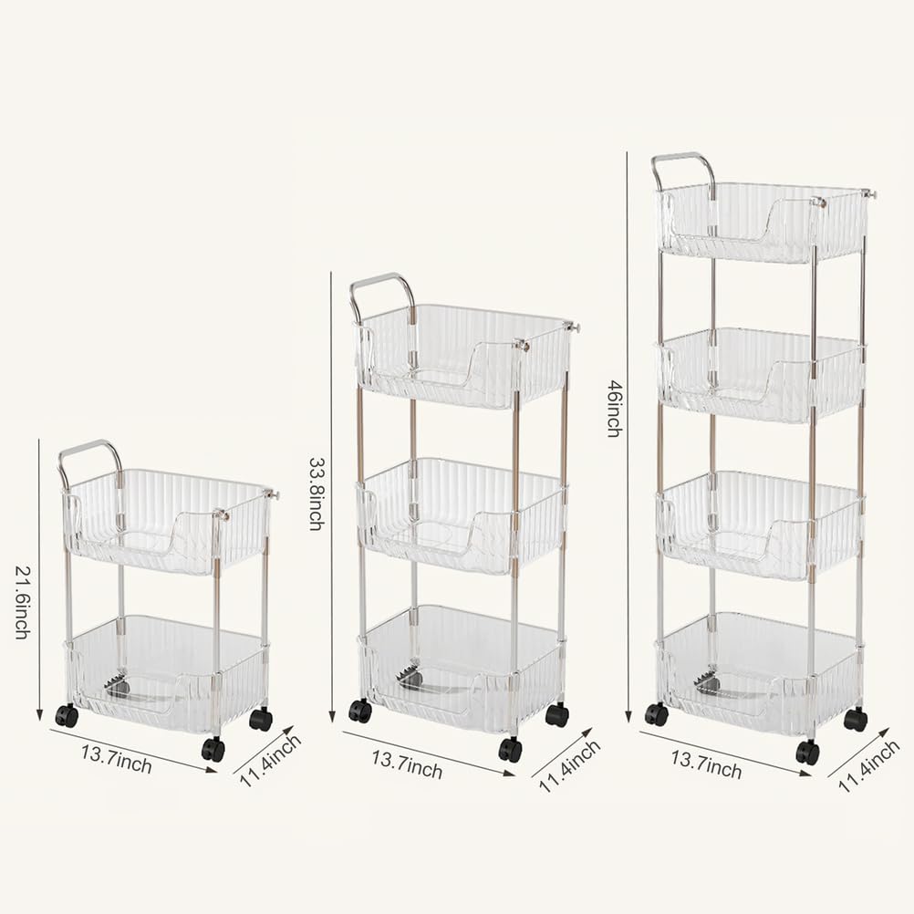 Carrello portaoggetti a 3 ripiani, in acrilico, con ruote, per ufficio, cucina, bagno, soggiorno, verde