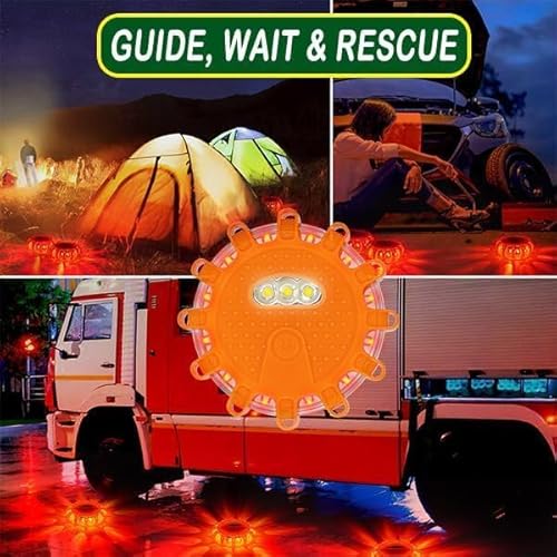 2 Stück LED Warnleuchte, Rundumleuchte LED Warnblinkleuchte mit Magnet und Haken, Wasserdicht,9 Blinkmodi, Batteriebetrieben Warnleuchten Notbeleuchtung Warnlampe Panne für Camping Bergsteigen Wandern