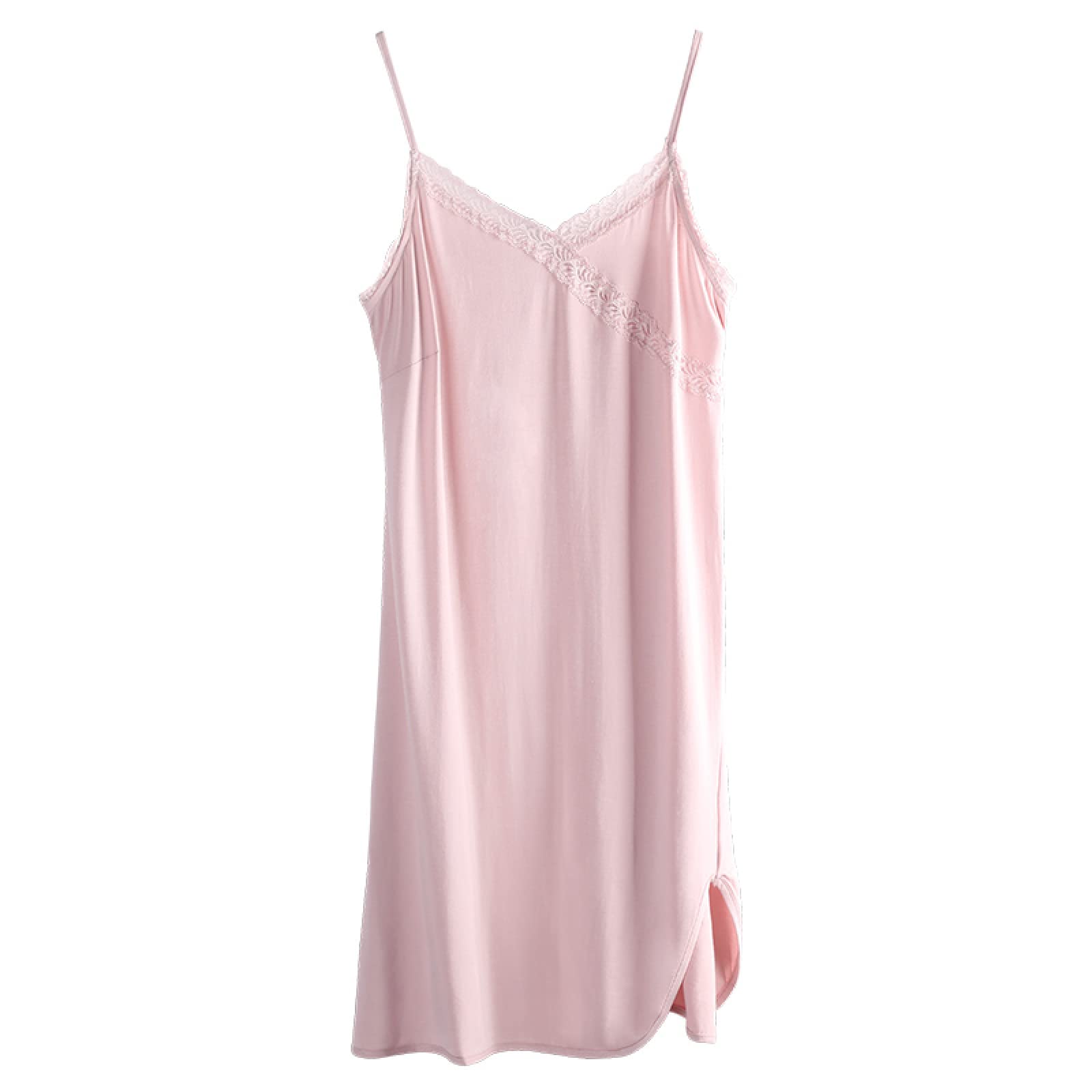 OFFSUM Moda Sexy Cuello En V Bordado Patchwork Camisón Sin Mangas Ropa De Dormir Chaleco De Gran Tamaño Ropa Interior Vestido