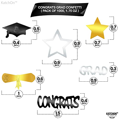Image of Graduation Decorations 2026 - Pack of 1000, Black and Gold Congrats Grad Graduation Confetti 2026 | Grad Confetti Class of 2026 for Grad, Graduation Party Decorations, KatchOn