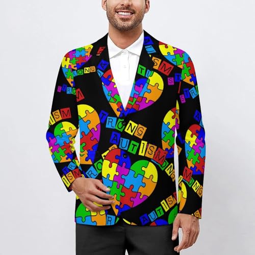 Autism Heart Puzzle Autism Awareness Mens Blazer Suit Jacket Lightweight Slim Fit Casual Coat2