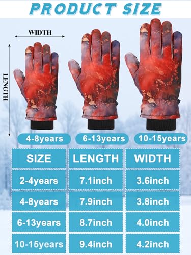 Image of Honoson 2 Pairs Kids Snow Gloves, Winter Waterproof