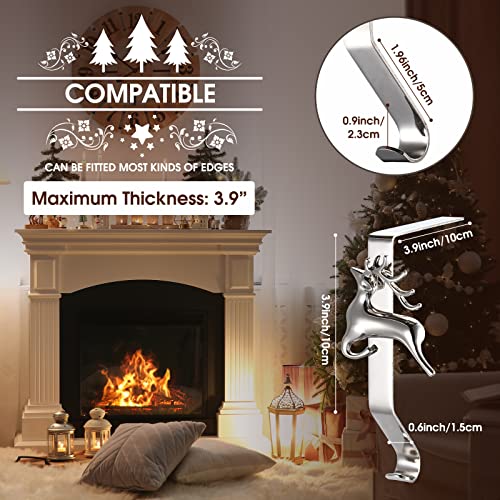 Christmas-Stocking-Holders-for-Mantle-Set-of-4-Weighted-Stocking-Hangers-for-Mantel-Fireplace-Stocking-Hooks-for-Xmas-Decoration-Silver Christmas Stocking Holders for Mantle Set of 4 Weighted Stocking Hangers for Mantel Fireplace Stocking Hooks for Xmas Decoration Silver