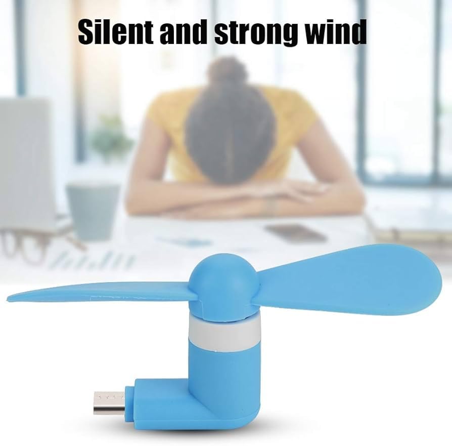 Image of Portable Type-C Mini Mobile Fan for Android Phones - USB C OTG Cooling Fan, Plug & Play Personal Pocket Fan Compatible with Smartphones, Power Bank & Laptop (Multicolor) (2 Fan Combo)