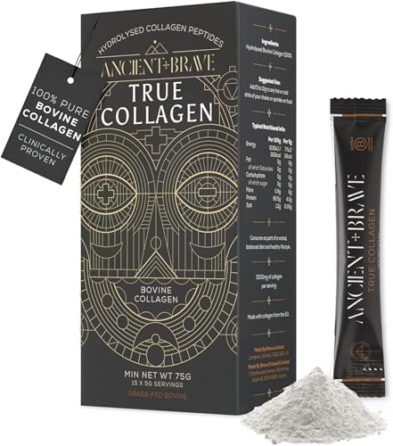 Ancient + Brave True Collagen Sachets 15 x 5 g Powder for On-the-Go Dietary Supplement 100% Hydrolyzed Bovine Collagen Peptides - Paleo Keto