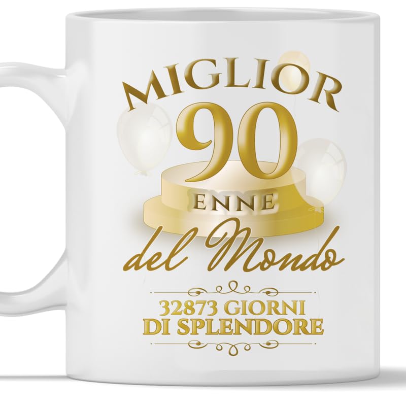 Tazza Elegante 90 anni Regalo di Natale Compleanno per Amico