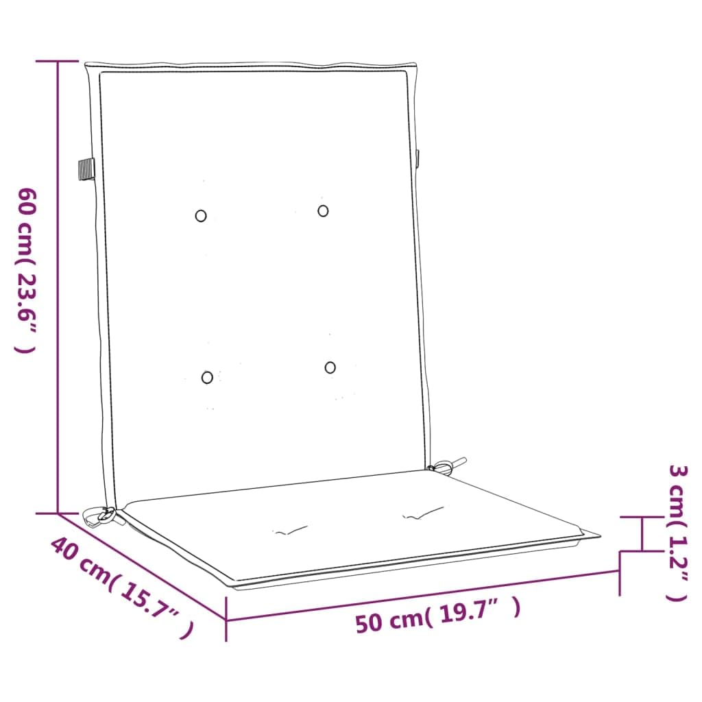 vidaXL Lot de 6 Coussins de Chaise de Jardin à Dossier Bas, Coussins de Siège de Patio, Coussins de Canapé de Jardin, Coussins d'Assise Extérieur, Crème