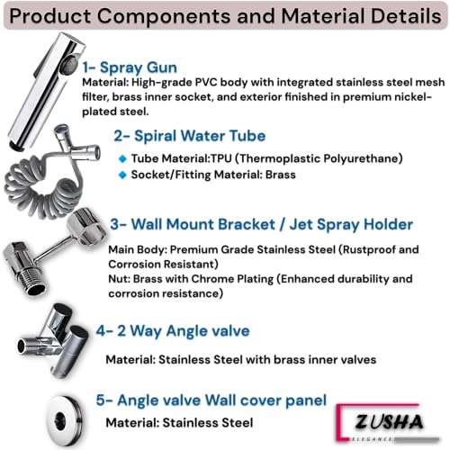 Image of Stainless Steel Bidet Spray Set | High Pressure Handheld Toilet Jet Spray with 2M Hose | Leak-Proof Health Faucet | Wall Mounted Bathroom Sprayer for Toilet Cleaning & Hygiene (Silver)