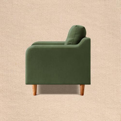 Image of Duroflex Ease Plus - 1 Seater Sofa Set for Living Room | 3 Year Warranty | Premium Wooden Frame Sofa | Anti-Pilling Fabric, Fade & Termite Resistant | Comfortable & Durable Couch - Chive (Green)
