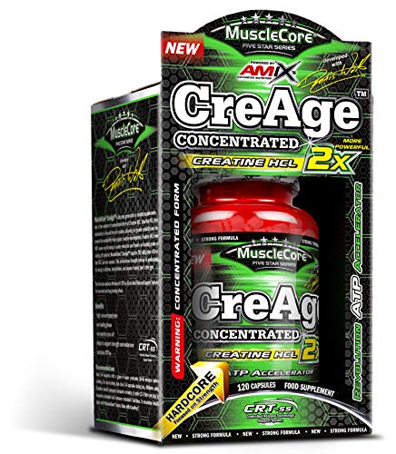 AMIX - Complemento Alimenticio - MuscleCore CreAge - 120 Cápsulas - Fórmula con Clorhidrato de Creatina - Aumenta la Fuerza y la Resistencia - Suplementos para Ganar Masa Muscular - Creatina Amix
