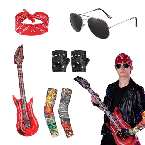Quorlis Rockstar Fancy Dress - 7Pcs Rock Star Heavy Metal Co