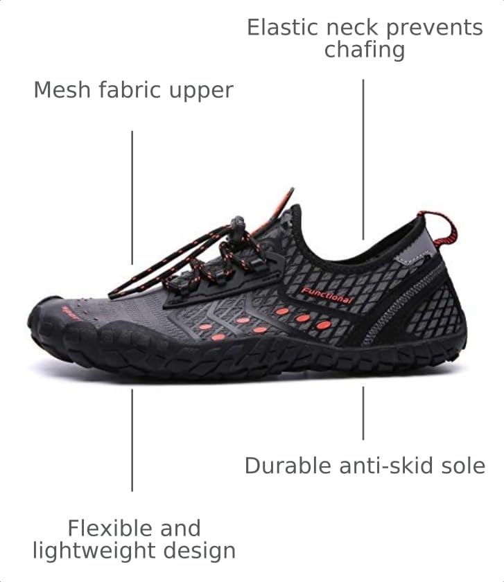 Image of UBFEN Water Shoes for Men Women Quick Dry Swim Aqua Socks | Lightweight Barefoot-style Fit, Rubber Sole, Hiking, Fishing, Kayaking, Beach, Pool, Boating, Diving And Water-to-land Wear