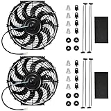 Mupera Electric Radiator Cooling Fan - Upgraded Universal Slim Fan Pull Electric Radiator Cooling Fans(2025 New), Assembly 12V 80W with Mount Kit(10 inch, Black) Set of 2