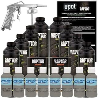 Raptor Truck Bed Liner Kit with Colored Dove Gray Tint and Spray Gun - 8 Liters - Protective Spray On Paint for Coating Trucks, Tailgates, Vehicle Undercoating - Tintable Bedliner Formula
