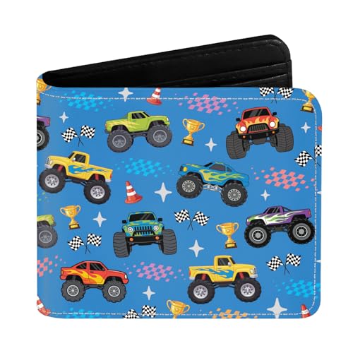 NEIUJADK Kids Wallets for Boys Teen Cool Truck Boy Wallet for Kids Bifold Leather Boy Wallets with Zipper Coin Pocket Novelty Truck Gift Wallet for Kids Birthday Christmas Gifts