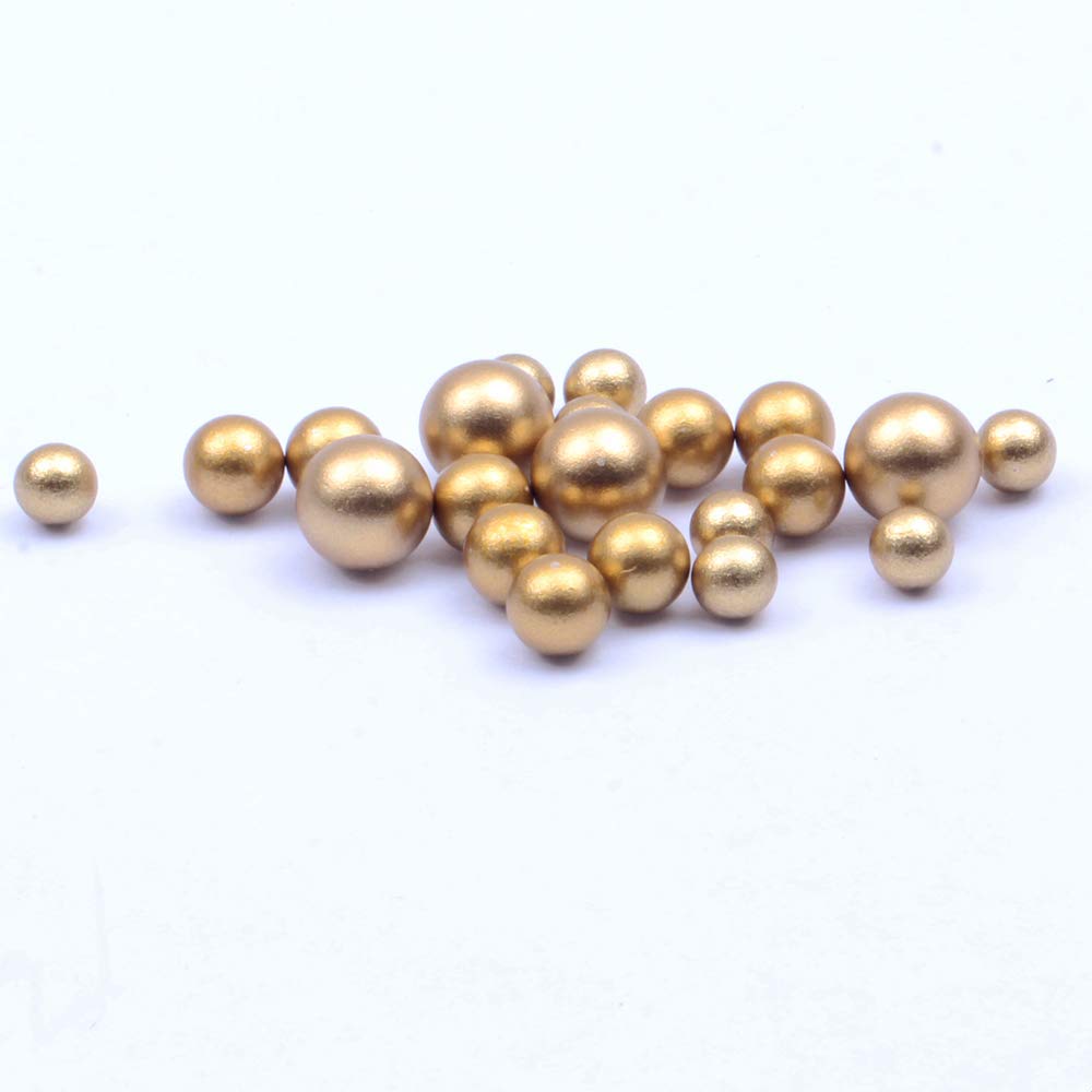 NIZI 5/6/8mm Natural Matte Gold Silver Round Imitation Pearls Beads ABS Cheap Resin Beads Used for DIY Crafts Bracelet Jewelry Making (5 6 8mm Mix 80PCS, Matte Gold)