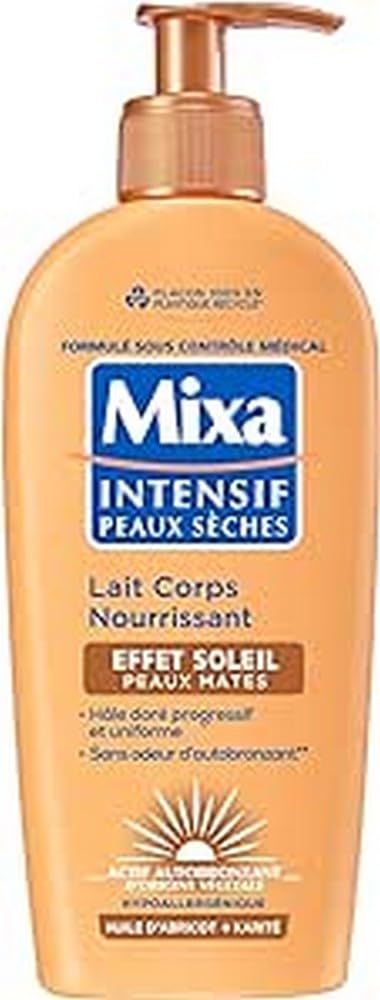 MIXA Piel seca intensa, leche corporal, autobronceador, piel mate