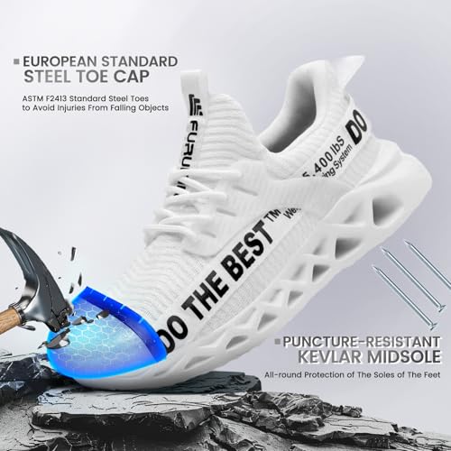 Image of Furuian Steel Toe Sneakers for Men Women Lightweight Safety Shoes Comfortable Puncture Proof Slip On Indestructible Work Shoes