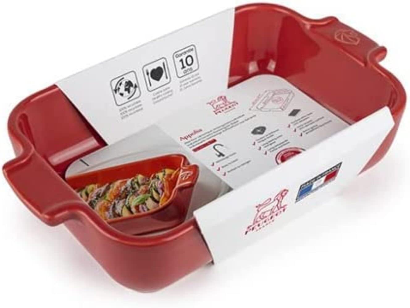 PEUGEOT, Rectangular ceramic casserole dish, 22 cm (including handles) x 12 cm x 4.5 cm, capacity: 850 ml, 10 year guarantee - Image 3