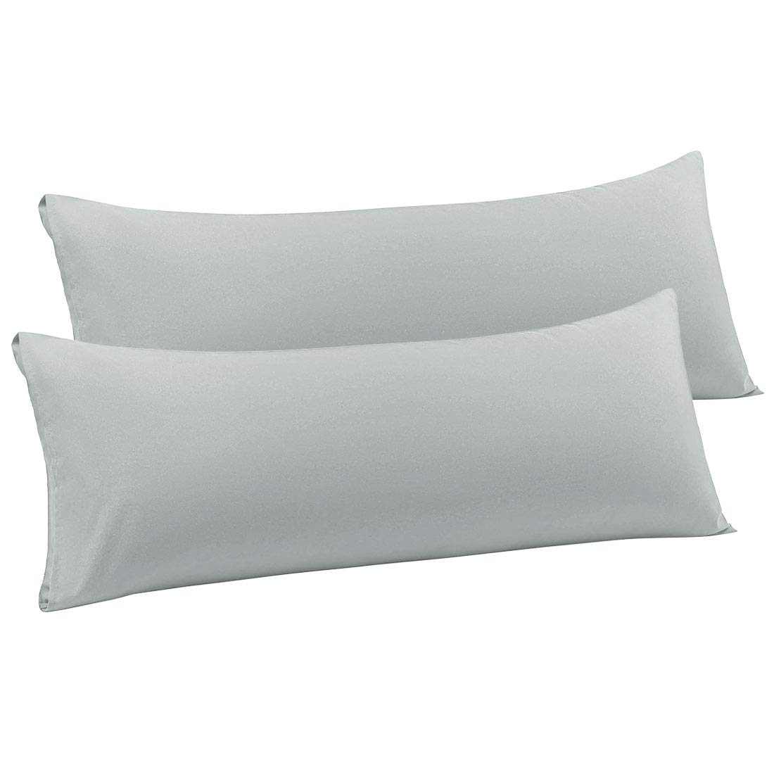 PiccoCasa Body Pillow Cover with Envelope Closure, Set of 2 Pillow Case for Long Bolster Pillow, Soft Microfiber Body Pillow Covers Light Grey 50 x 140cm/ 4ft. 6in