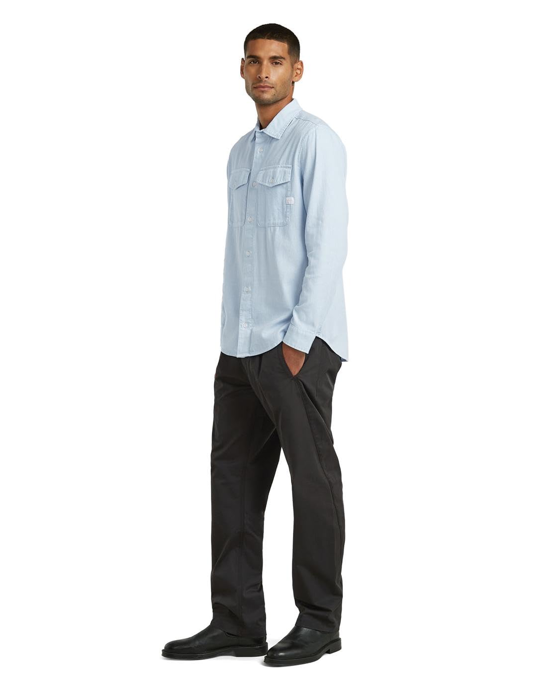 G-Star Men's Marine Slim Long Sleeve Shirt, Size: L, Color Blue