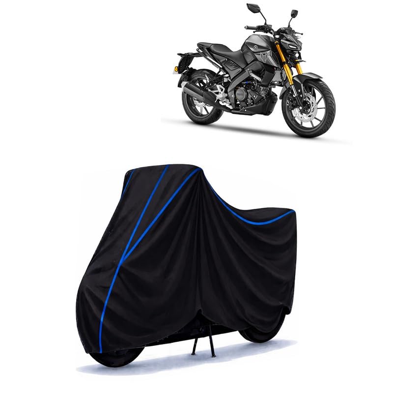 Image of MT 16 Bike Cover Water Resistant Universal Motorcycle Rain | Heavy Duty UV Protection, Dust, Scratch Indoor Outdoor All Weather with Black Blue Piping Elastic