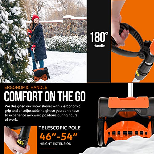 SuperHandy Snow Thrower Power Shovel 4Ah DC 20V Upgraded Design, Cordless Rechargeable, Lightweight 10