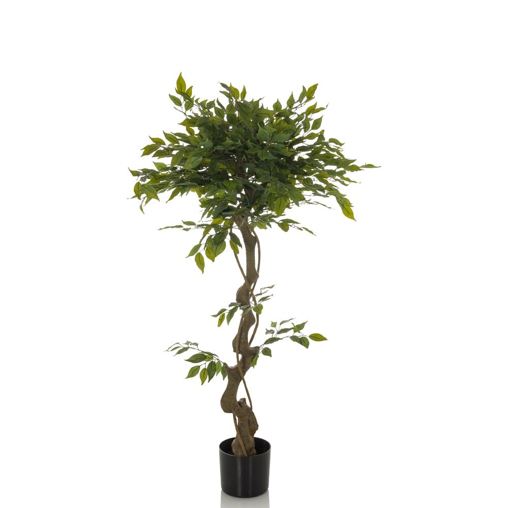 HJH Office Pianta artificiale FICUS I Pianta artificiale decorativa 120 cm, fico di betulla, albero artificiale di facile manutenzione, verde 871057