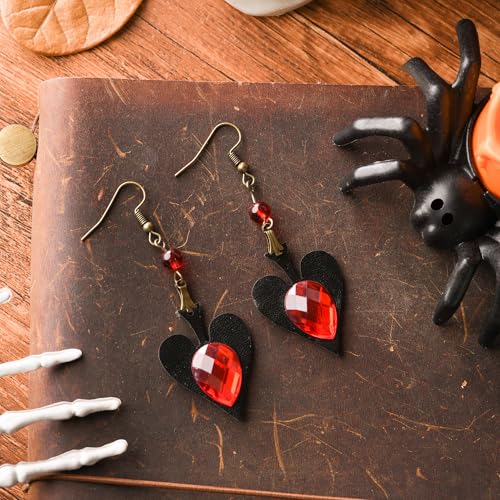 RareLove Vintage Lolita Red Rhinestone Heart Dangle Earrings2